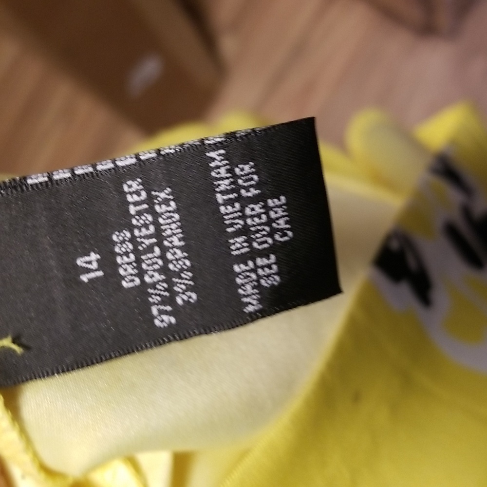 AGB Dress Yellow Black White Floral Size 14 - Picture 6 of 6